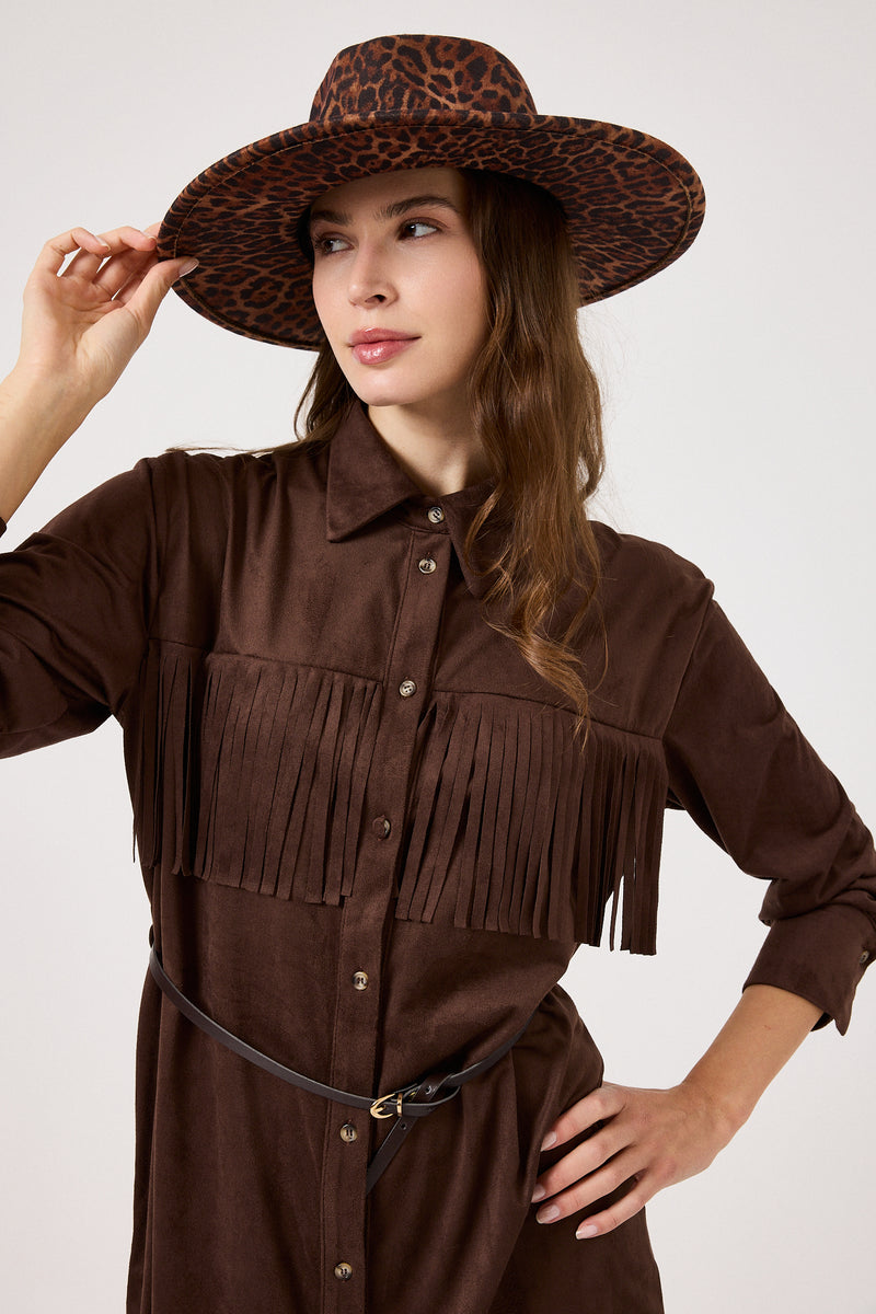 Abito in ecosuede marrone FEDERICA BI