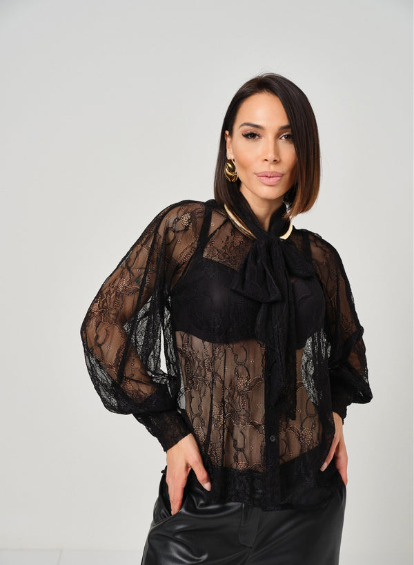 Camicia nera in pizzo FEDERICA BI