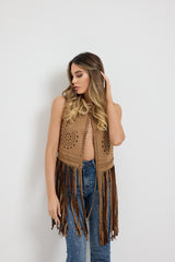 Gilet in suede frange FEDERICA BI