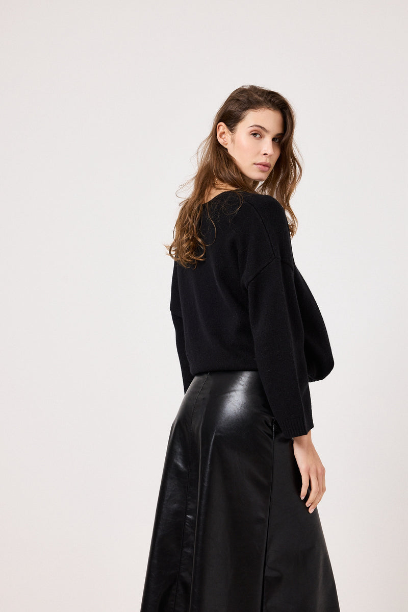 Gonna nera lucida in ecopelle FEDERICA BI