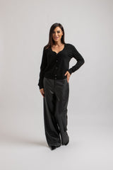 Cardigan in lana nero FEDERICA BI
