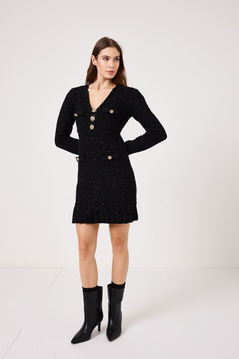 Abito elegante nero bottoni oro FEDERICA BI