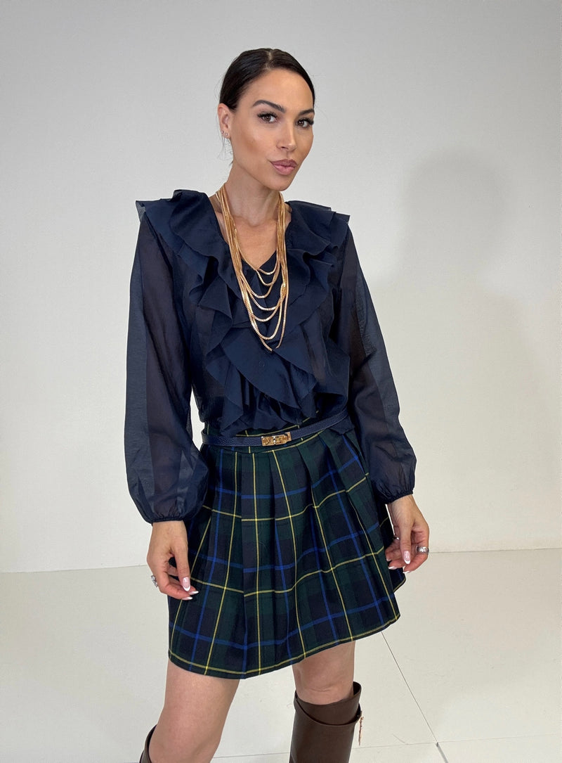 Camicia blu volant FEDERICA BI