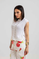 Gilet in maglia treccia FEDERICA BI (piu’ colori)