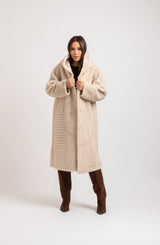 Ecopelliccia beige con cappuccio FEDERICA BI