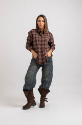 Camicia tartan cristallini e spilla FEDERICA BI