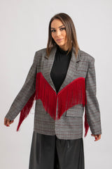 Blazer principe di Galles frange rosse FEDERICA BI