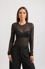 Body nero in tulle FEDERICA BI