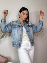Giacca in denim e frange FEDERICA BI ( vari colori )