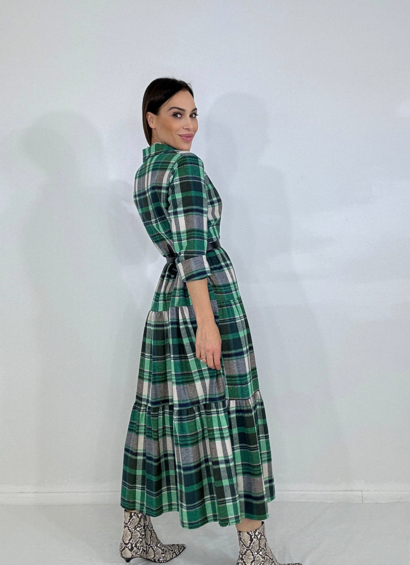 Abito tartan verde FEDERICA BI