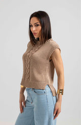 Gilet in maglia treccia FEDERICA BI (piu’ colori)