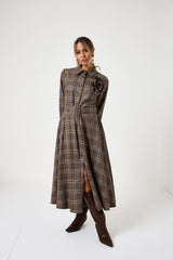 Abito tartan spilla fiore FEDERICA BI