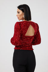 Maglia in velluto rosso FEDERICA BI