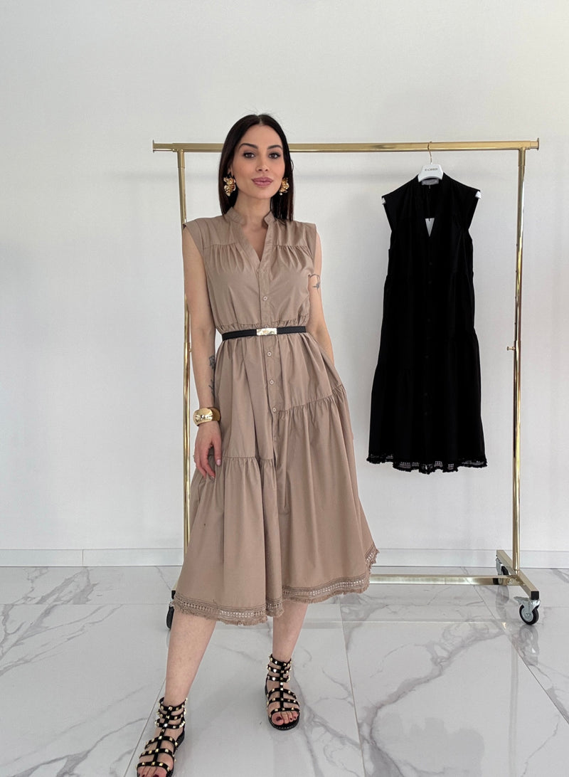 Abito in cotone (beige e e nero) FEDERICA BI