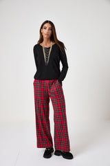 Pantalone tartan rosso FEDERICA BI