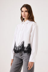 Camicia in cotone e pizzo FEDERICA BI ( bianca e nera )