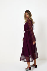 Abito lungo in pizzo bordeaux FEDERICA BI