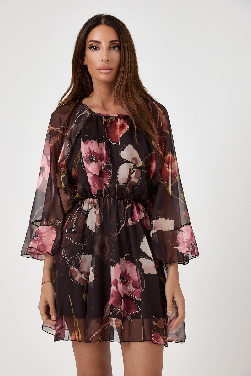 Abito in chiffon fantasia moro FEDERICA BI