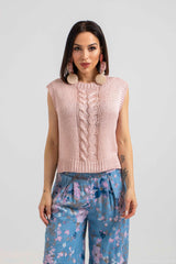 Gilet in maglia treccia FEDERICA BI (piu’ colori)