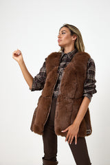 Gilet in ecopelliccia marrone FEDERICA BI