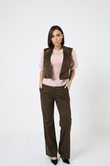 Pantalone in ecosuede verde FEDERICA BI