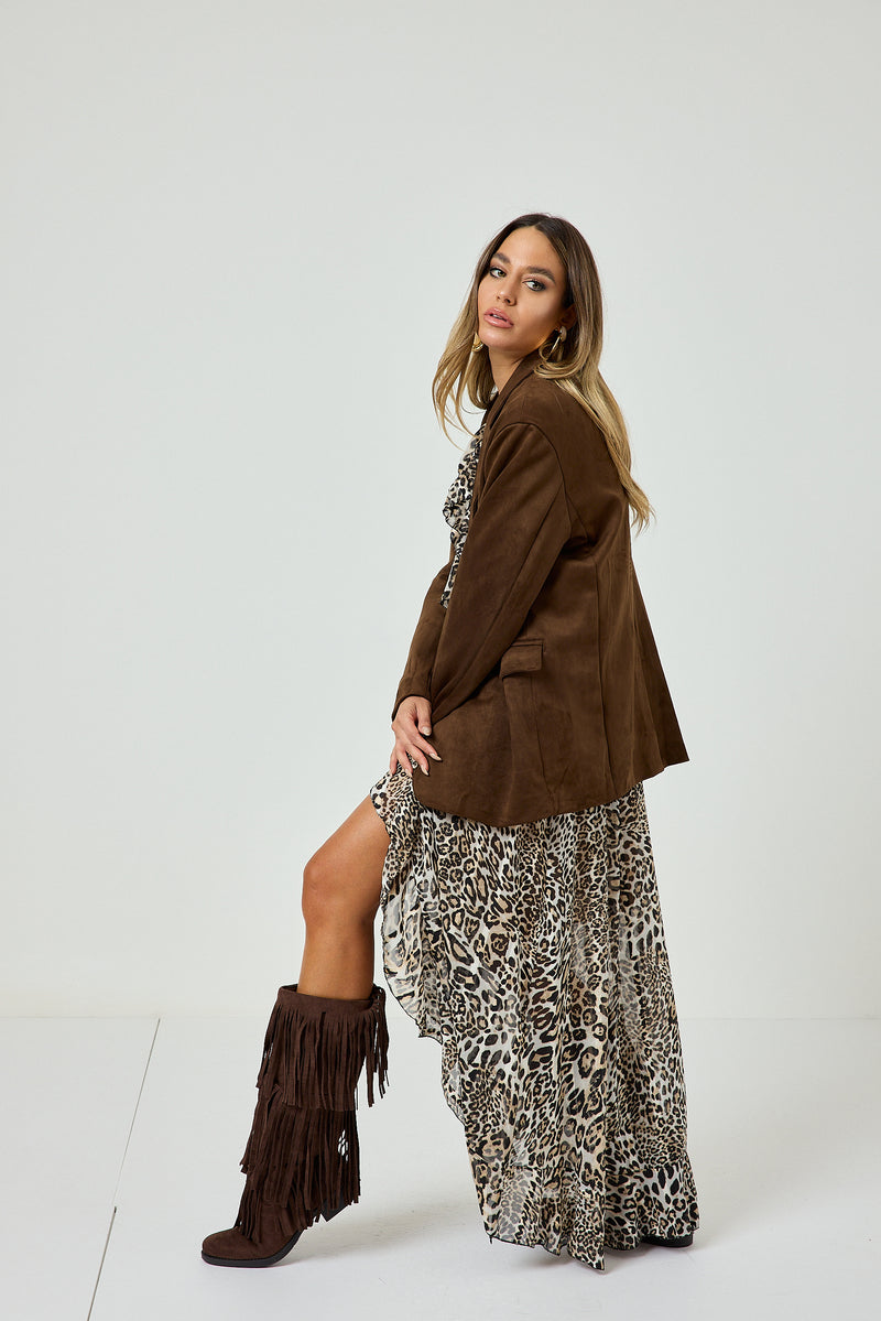 Stivale marrone con frange FEDERICA BI