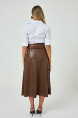 Gonna in similpelle marrone FEDERICA BI