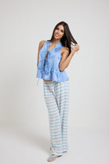 Pantalone riga azzurra FEDERICA BI