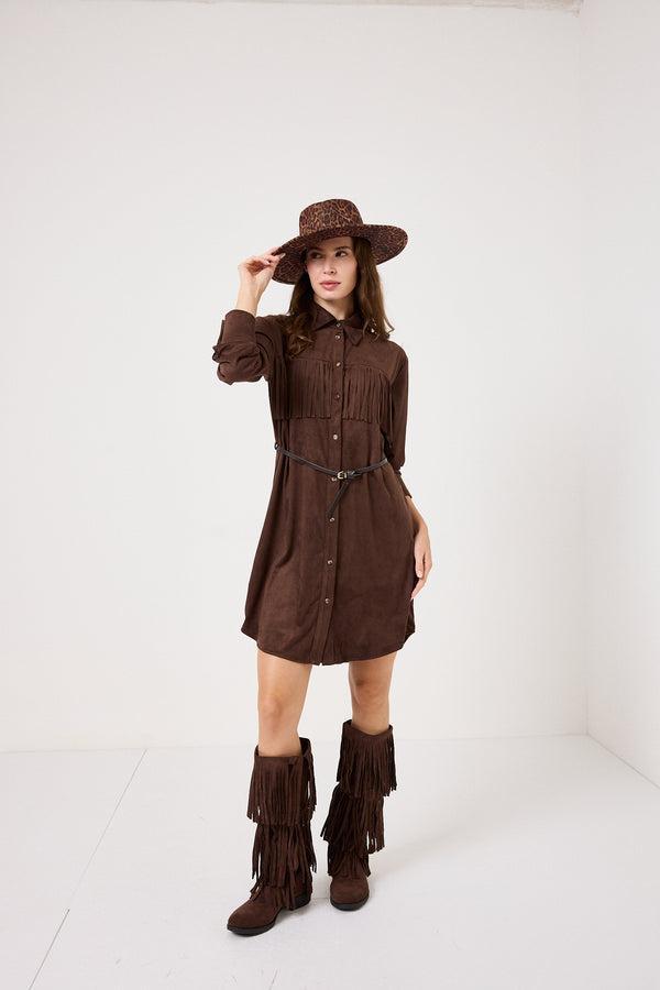 Abito in ecosuede marrone FEDERICA BI