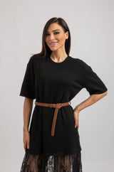 Abito lungo FEDERICA BI tricot e pizzo