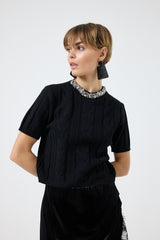 Maglia treccia cristalli FEDERICA BI