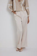 Pantalone in raso beige FEDERICA BI
