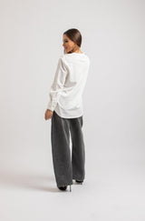 Maglia bianca polsino in cotone FEDERICA BI