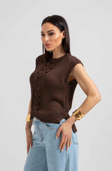 Gilet in maglia treccia FEDERICA BI (piu’ colori)