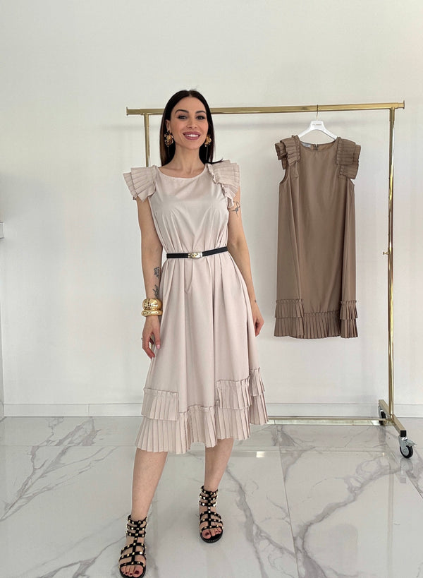 Abito in cotone FEDERICA BI (beige e sabbia)