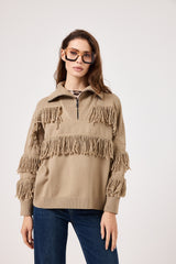 Cardigan con zip e frange FEDERICA BI ( vari colori )