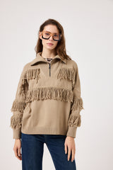 Cardigan con zip e frange FEDERICA BI ( vari colori )