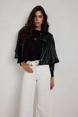 Giacca in ecopelle nera FEDERICA BI