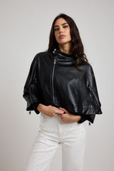 Giacca in ecopelle nera FEDERICA BI