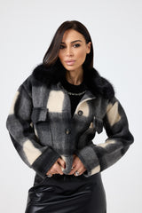 Giacca tartan grigio nero FEDERICA BI