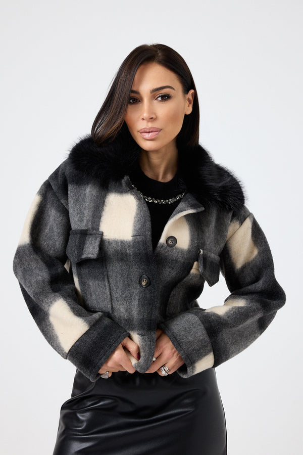 Giacca tartan grigio nero FEDERICA BI