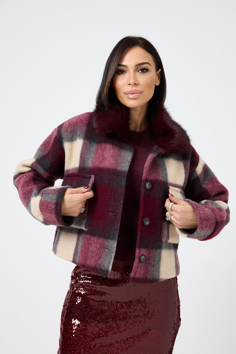 Giacca tartan bordeaux FEDERICA BI