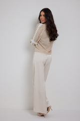 Pantalone in raso beige FEDERICA BI