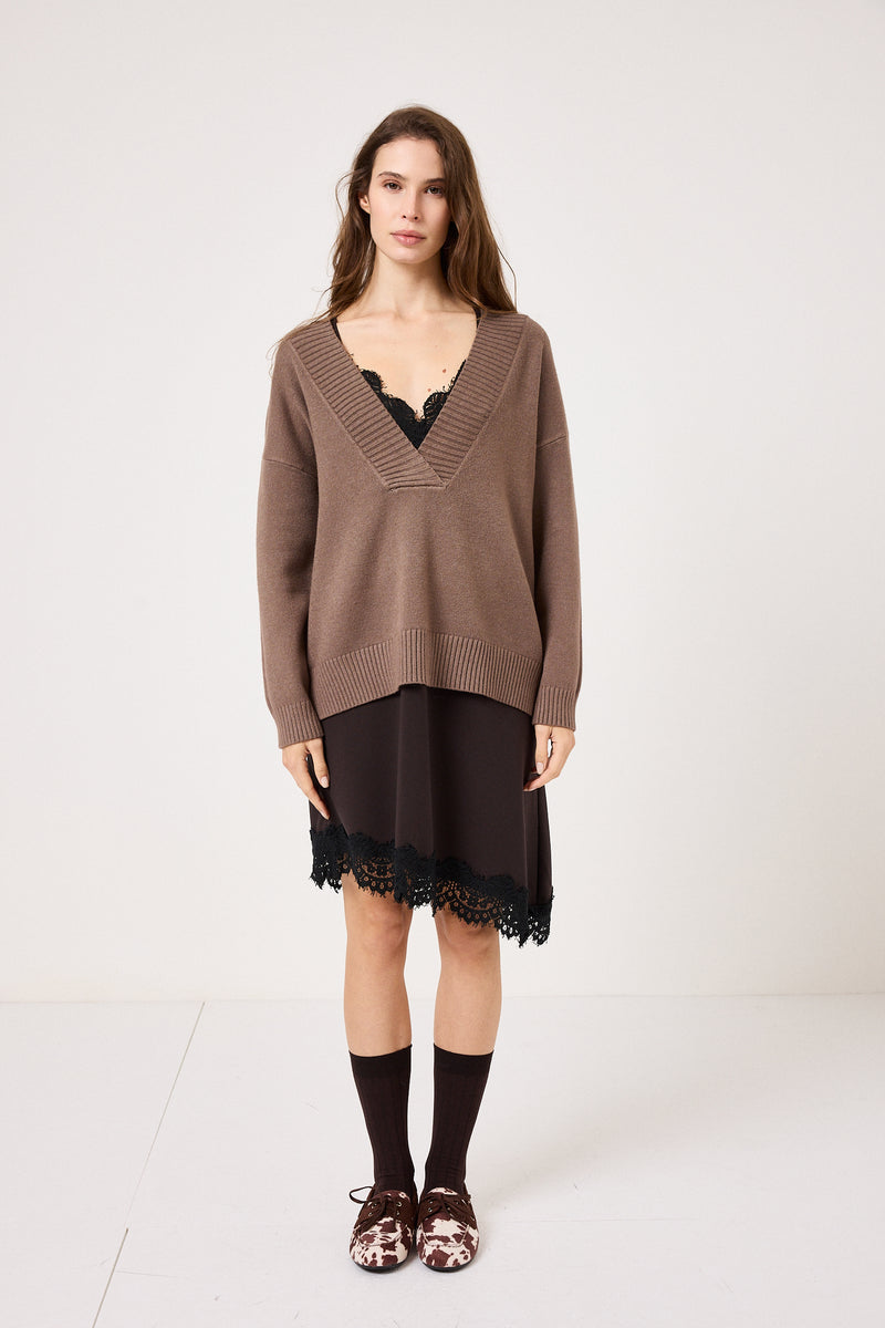 Abito in tela moro e pizzo nero FEDERICA BI