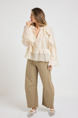 Camicia beige volant FEDERICA BI