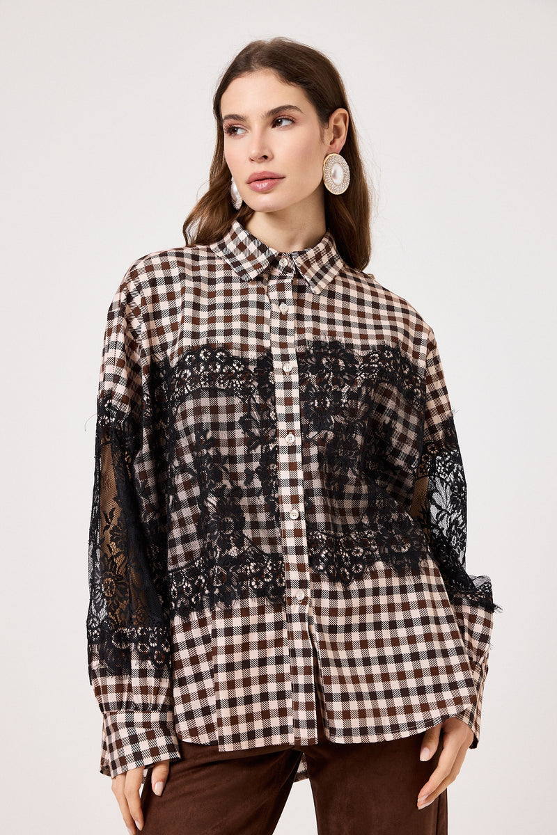 Camicia in cotone e pizzo FEDERICA BI