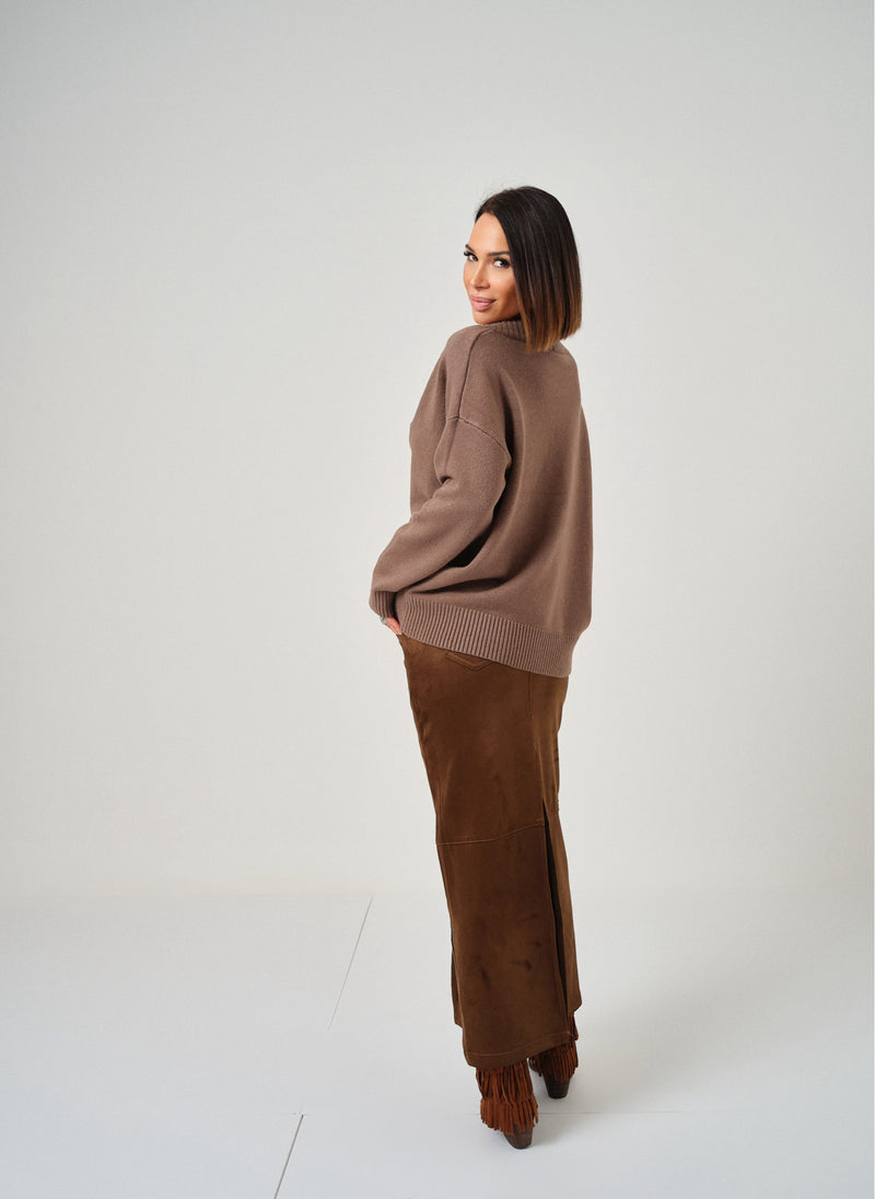 Maglia tortora scollo FEDERICA BI