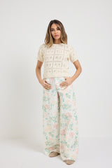 Denim palazzo floreale FEDERICA BI