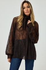 Camicia in pizzo moro con fiocco FEDERICA BI