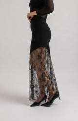 Gonna nera tricot e pizzo chantilly FEDERICA BI